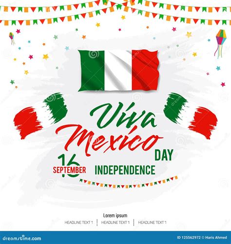 Viva Mexico Happy Independence Day Vector Background Stock Vector