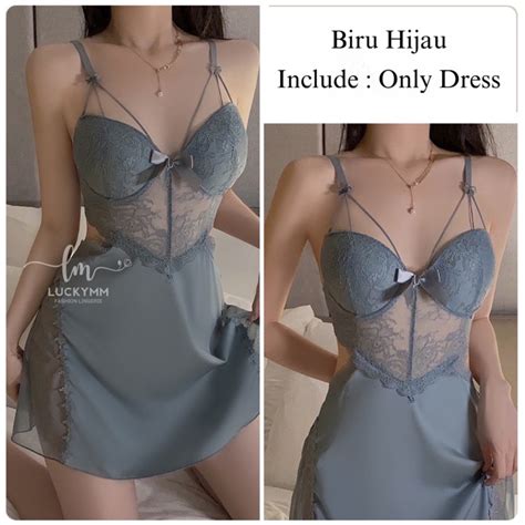 Jual Sexy Lingerie Satin Baju Tidur Sexy Wanita Lingerie Cup Bra Baju