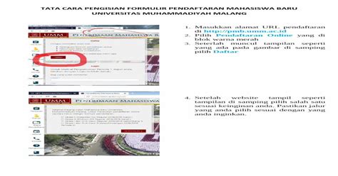 TATA CARA PENGISIAN FORMULIR PENDAFTARAN Pmb Umm Ac Idpmb Umm Ac