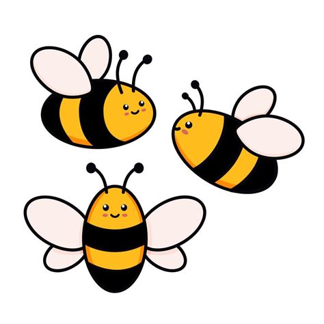 Cute Set Of Bees Vector Illustration In Doodle Style Colorful