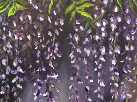 Floral Wall Art Wisteria Oil Painting Flowers Lilac Haze 30 X 40