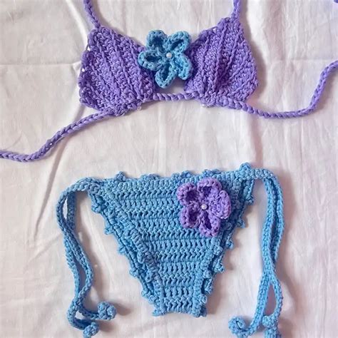 Bikini Ariel con flores hawaianas para niña Bikinis Mary Crochet El Yerro Menú