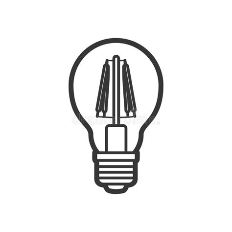 Led Light Lamp Bulb Vector Outline Icon Stock Vector Illustration Of