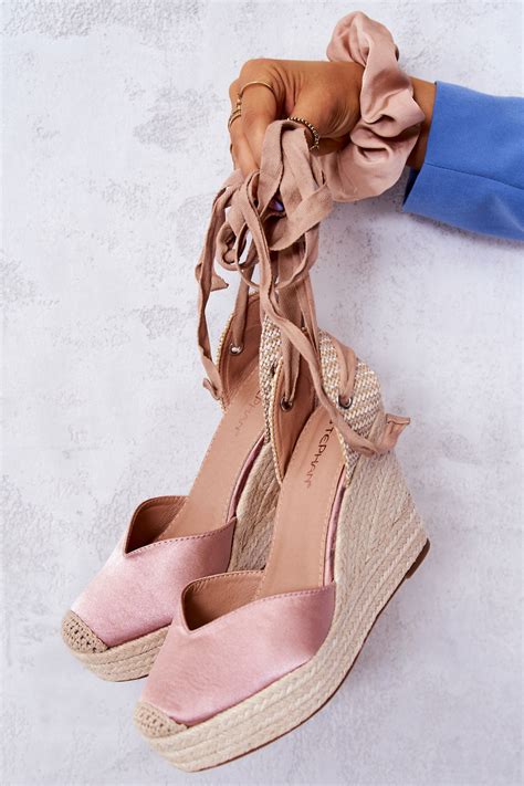 Espadryle Sandały Na Koturnie Nude Terrific Damskie Espadryle Damskie