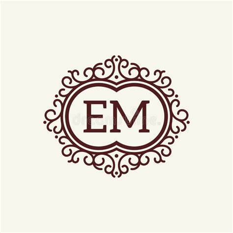 Flourish Swirl Logo Letter Em Luxury Emblem Stock Vector Illustration