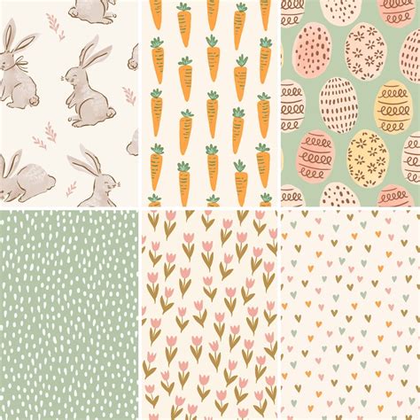 Easter Digital Papers Spring Digital Papers Doodle Rabbits Etsy