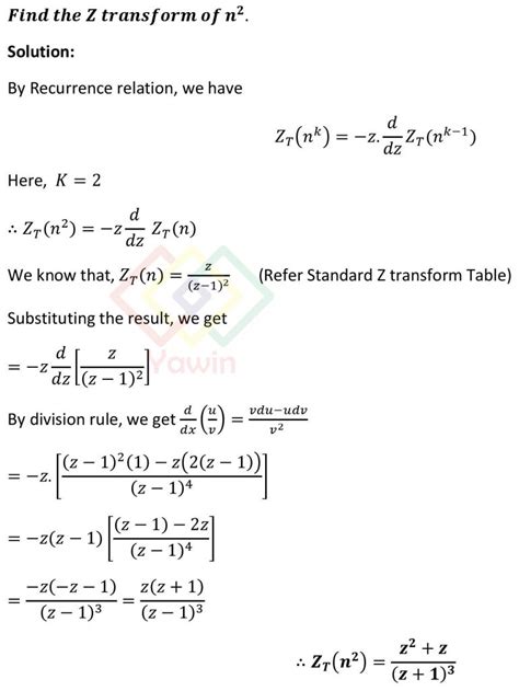 Find The Z Transform Of N 2 Yawin