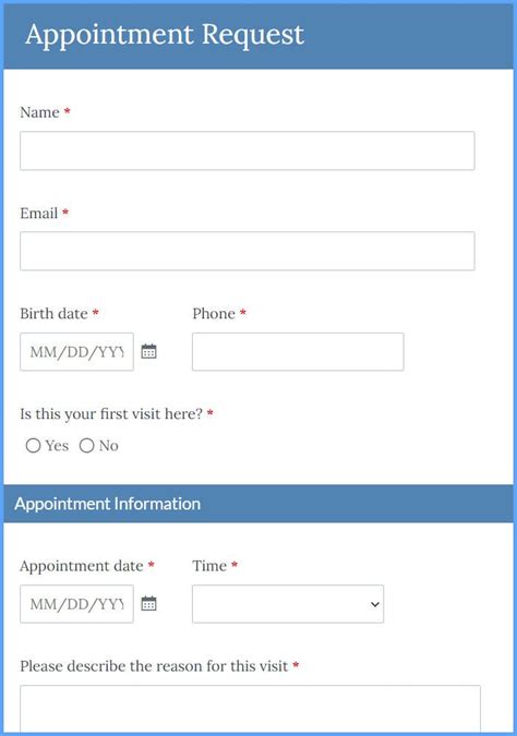 Appointment Request Form Template Formsite