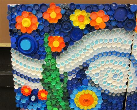 Bottle Cap Crafts Mrs Art Teacher Every Cap Counts Our Bottle Cap