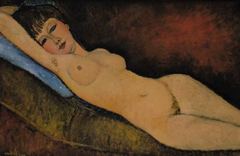 Reclining Nude On Blue Cushion Amedeo Modigliani Artwork On Useum