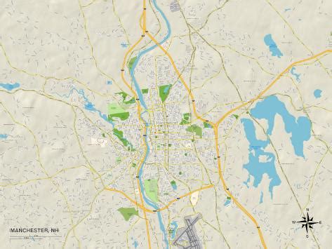 Political Map of Manchester, NH Prints at AllPosters.com
