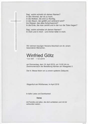 Parte F R Dipl Ing Winfried G Tz Pax Requiem