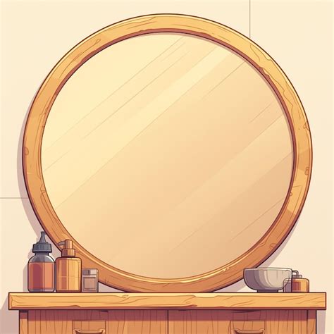 Premium Vector Elegant Wooden Dresser With Mirror