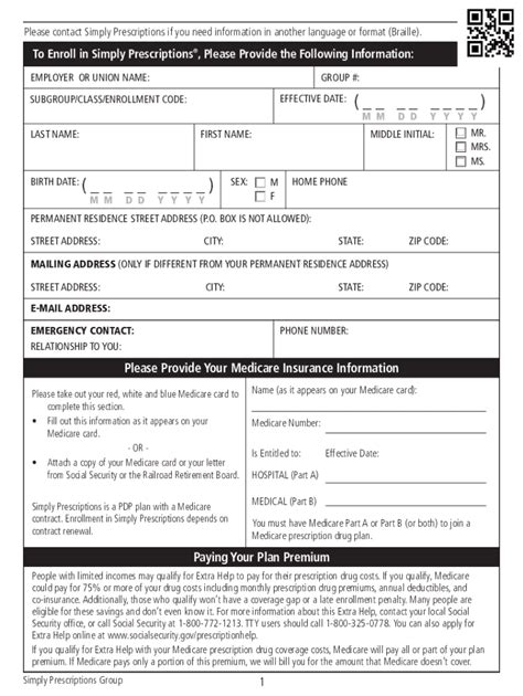 Fillable Online Medicare Prescription Drug Plan Group Enrollment Form