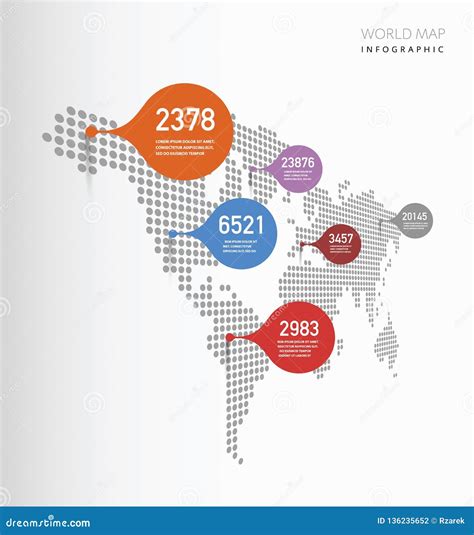 Plantilla Infographic Del Mapa Del Mundo Del Vector Con Los Indicadores