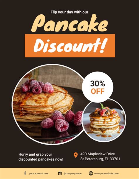 Black And Orange Pancake Discount Advertisement Poster