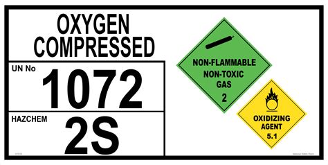 Oxygen Compressed storage panel - National Safety Signs 1072 Oxygen