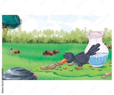 thirsty crow Stock Illustration | Adobe Stock