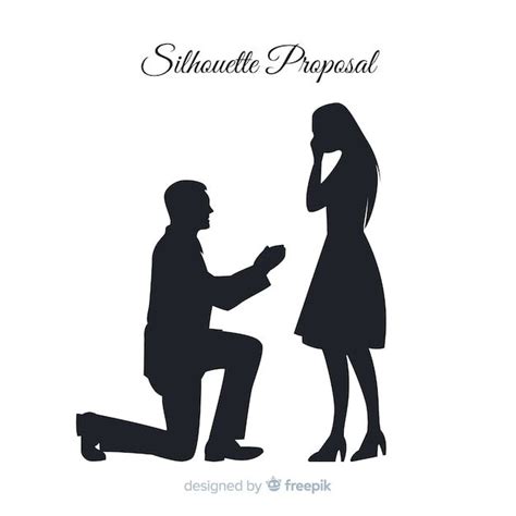 Free Vector Marriage Proposal Composition With Silhouette Style