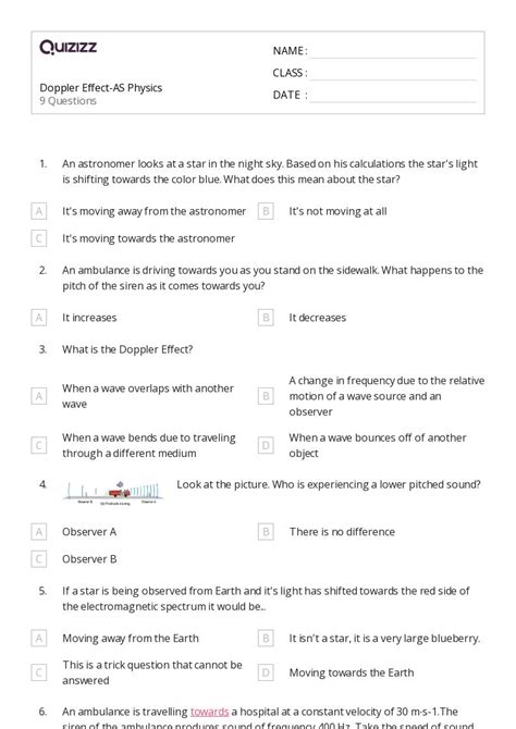 50 Doppler Effect Worksheets For 12th Grade On Quizizz Free Printable