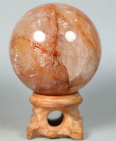 Natural RED FIRE QUARTZ Hematoid Polished Crystal Ball Palm Stone