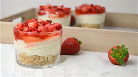 Vasitos De Tarta De Queso Con Fresas Postre F Cil Youtube