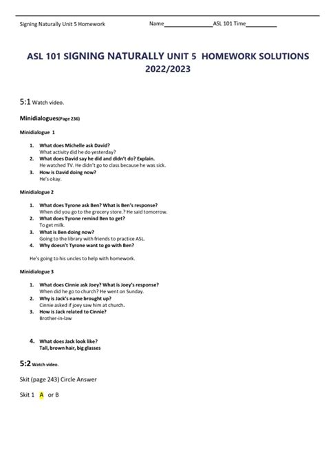 Signing Naturally Unit 116 Answer Key 11
