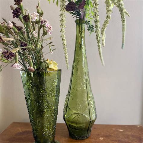 Green Art Glass Vase Etsy