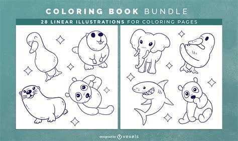 Cute Animals Coloring Book Pages Design Vector Download