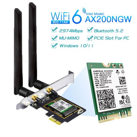 WiFi 6 3000Mbps Bluetooth 5 2 PCIe Wireless Adapter Intel AX200 Wifi