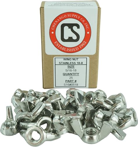 Stainless 516 18 Wing Nut Coarse Thread 304 Stainless