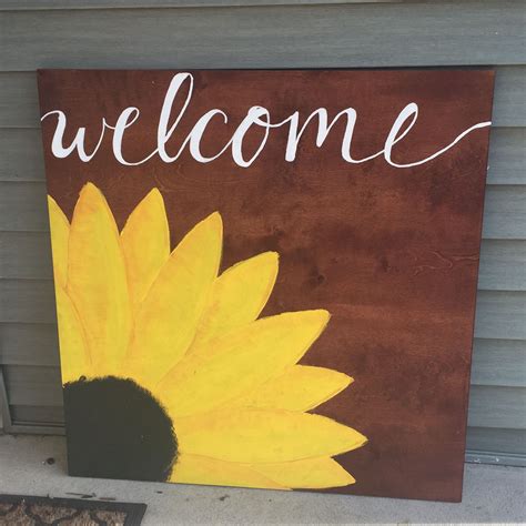 Sunflower Welcome Sign Crafts Welcome Sign Novelty Sign