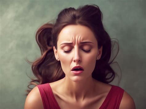 Premium Ai Image A Woman With A Red Shirt Has Her Mouth Open And Her Eyes Closed