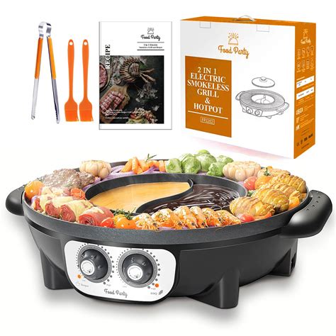 Food Party Hot Pot With Grill In Electric Smokeless Grill And Hotpot Pot Combo Korean BBQ