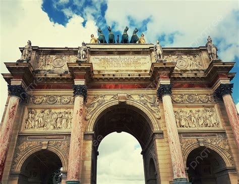 Close Up View Of The Triumphal Arch Arc De Triomphe Du Carrousel