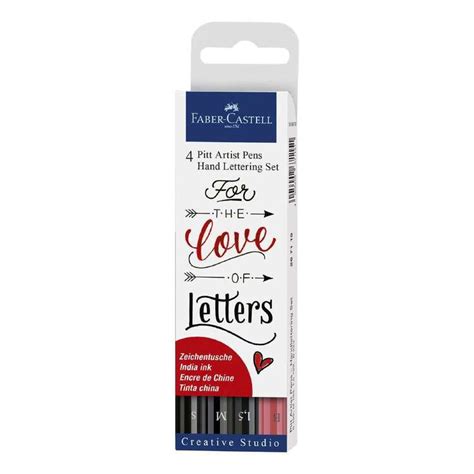 Faber Castell Pitt Artist Pen Hand Lettering Set 4 Pack Multicoloured