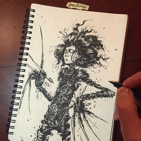 Edward Scissorhands Pentel Brush Pen Illustration By Drawkman Drawkman