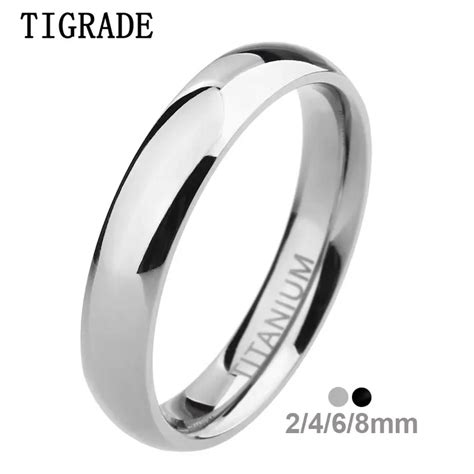 TIGRADE 2 4 6 8mm Mens Wedding Band Polished Women Titanium Simple