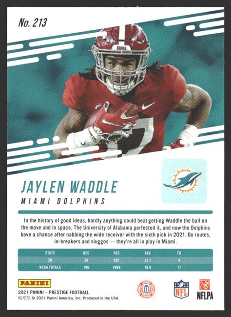 Jaylen Waddle Panini Prestige Miami Dolphinsrc Rookie Ebay