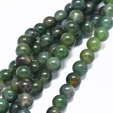 Natural Moss Agate Beads Strands Lbeads