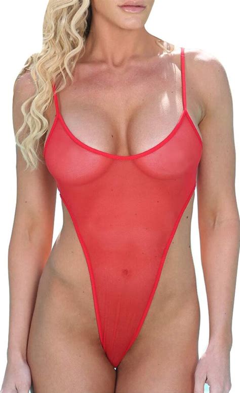 Sherrylo See Through Monokini One Piece Swimsuit High Cut Micro Bikini