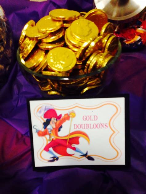 Captain Hook Doubloons - gold chocolate coins. Villains candy buffet ...