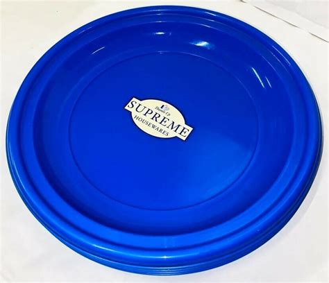 4 X Reusable Blue Plastic Picnic Plates 23cm Street Party Jubilee Bbq