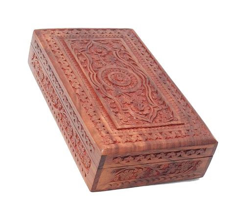 Handmade Sheesham Wood Storage Box Hand Carved Jewelry Box B1 25 X 10 X