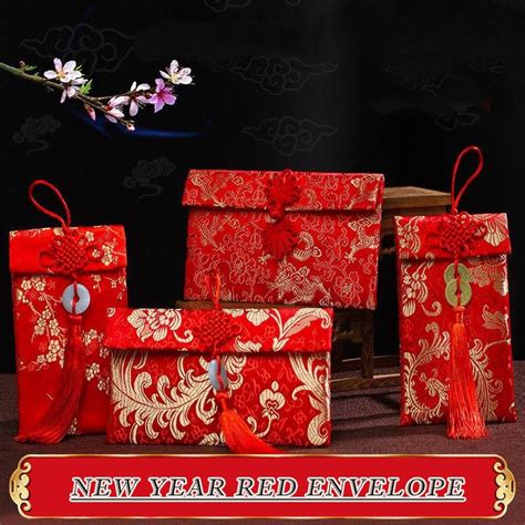 Recyclable Chinoiserie Chinese Festive Silk Red Envelopes Red Packets