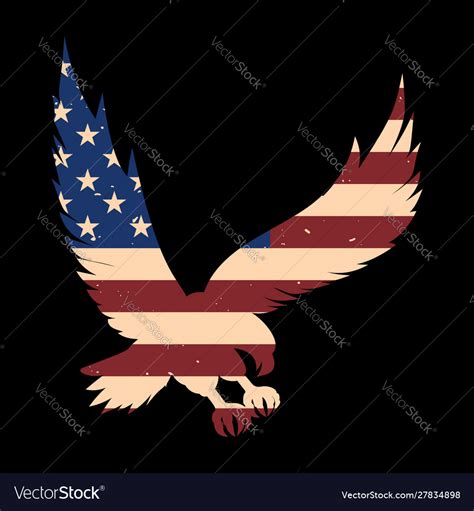 Eagle silhouette with usa flag background design Vector Image