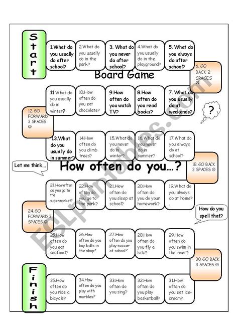 Board Game Adverbs Of Frequency Esl Worksheet By Smica