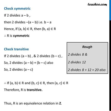 Example R A B Divides A B Is Equivalence Relation