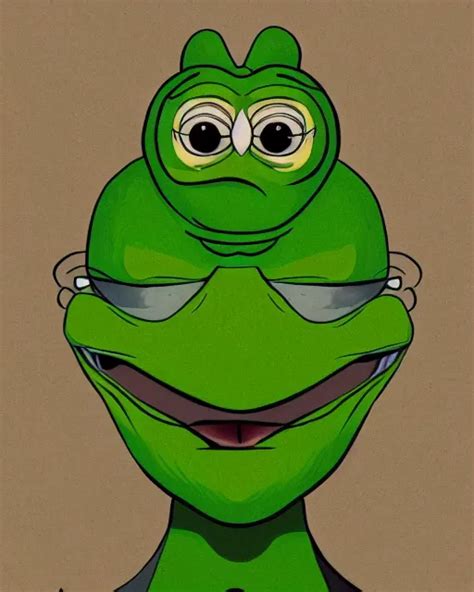 A Sinister Portrait Of Pepe The Frog Smoking Weed Stable Diffusion