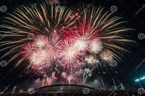 Colorful Salutes Fireworks In Night Sky Holiday Generative Ai Stock Illustration Illustration